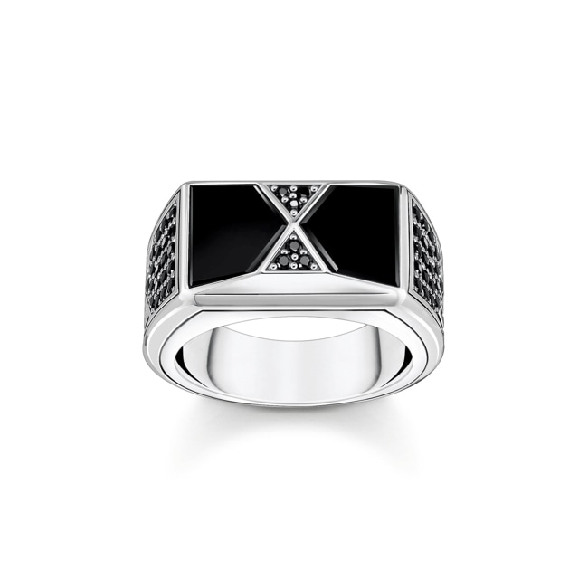 Thomas Sabo Ring with blackened Onyx and black stones silver - TR2430-508-11