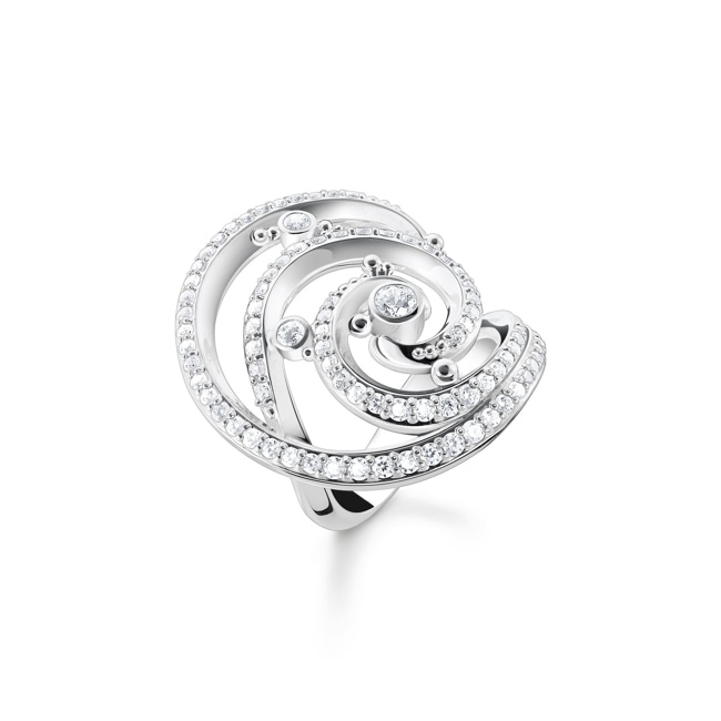 Thomas Sabo Ring Welle mit weissen Steinen - TR2379-051-14