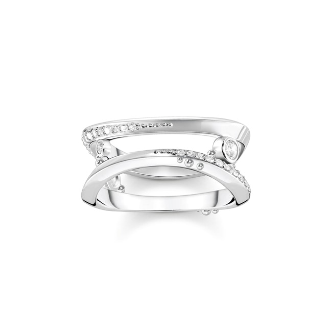 Thomas Sabo Bague vague avec pierres blanches - TR2382-051-14