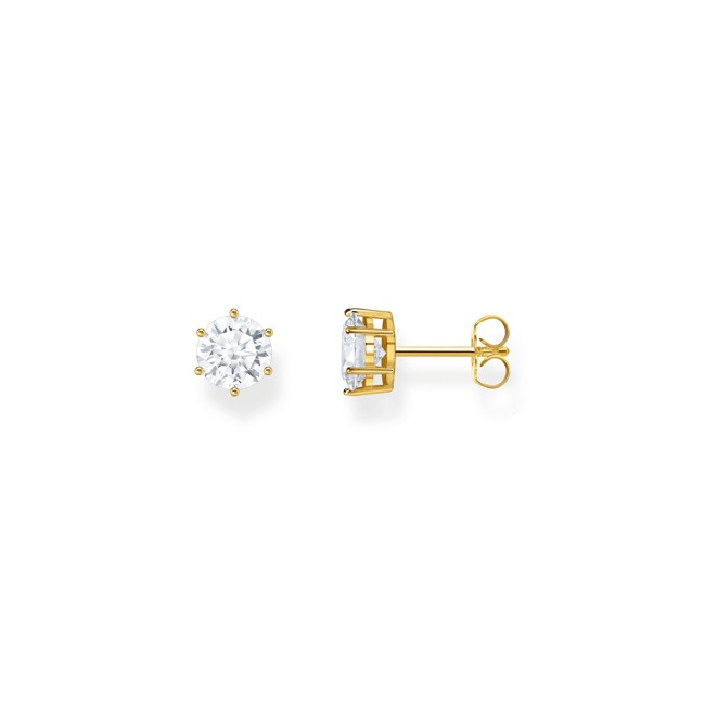 Thomas Sabo Sparkling Gold Ohrstecker mit grossem, weissem Stein vergoldet - H2300-414-14