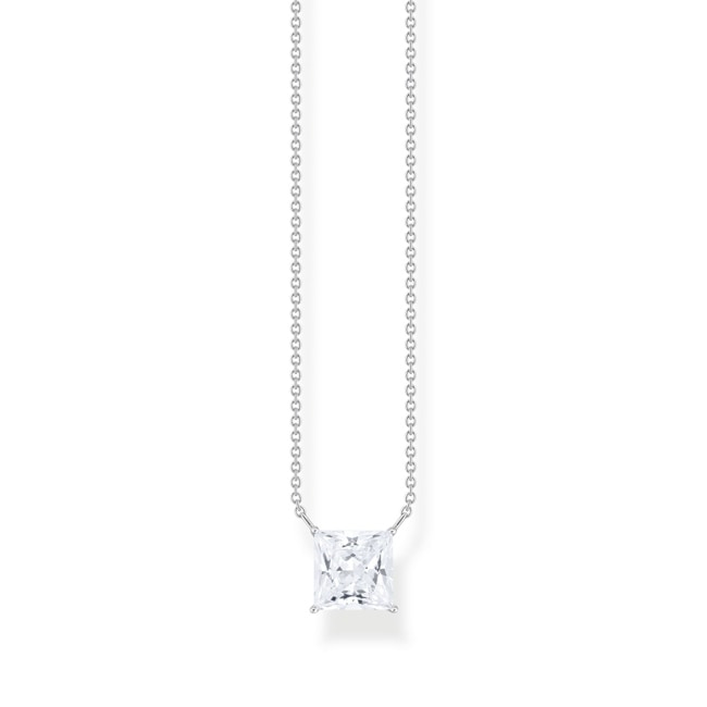 Thomas Sabo Sparkling White Collier en argent avec pédant carré et zircon blanc Thomas Sabo Sparkling White Collier en argent avec pédant carré et zircon blanc - KE2212-051-14-L45V