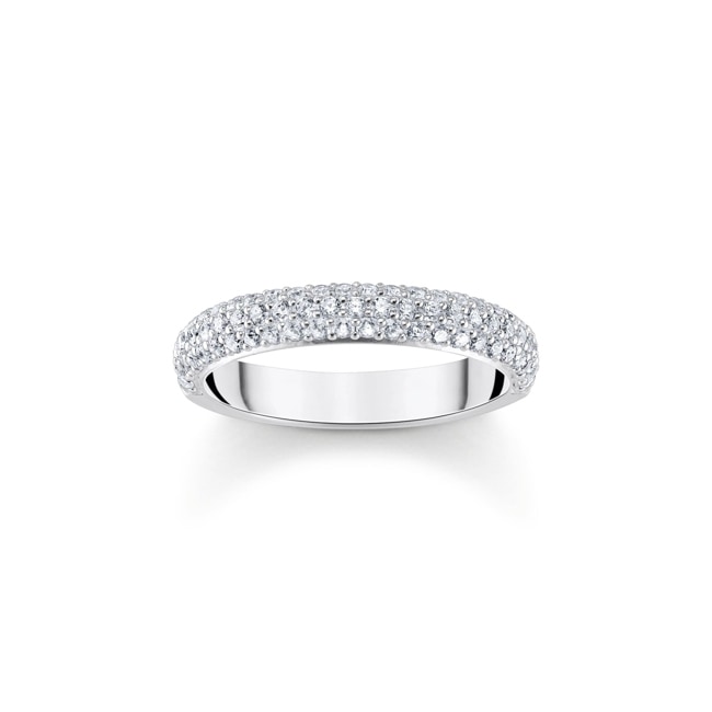 Thomas Sabo Sparkling White Bague en argent avec zircon blanc et gravure Thomas Sabo Sparkling White Bague en argent avec zircon blanc et gravure - TR2462-051-14