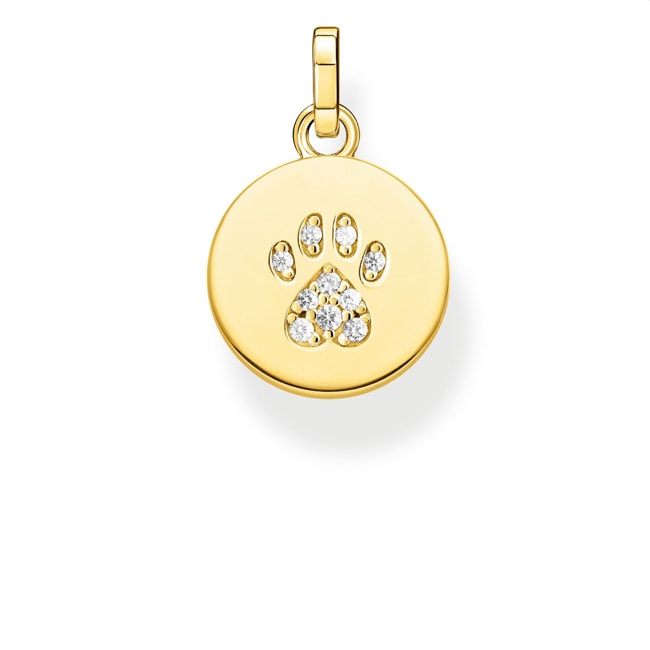 Thomas Sabo Sterling Silver Glam & Soul Anhänger Coin Pfote Katze Gold - PE882-414-14