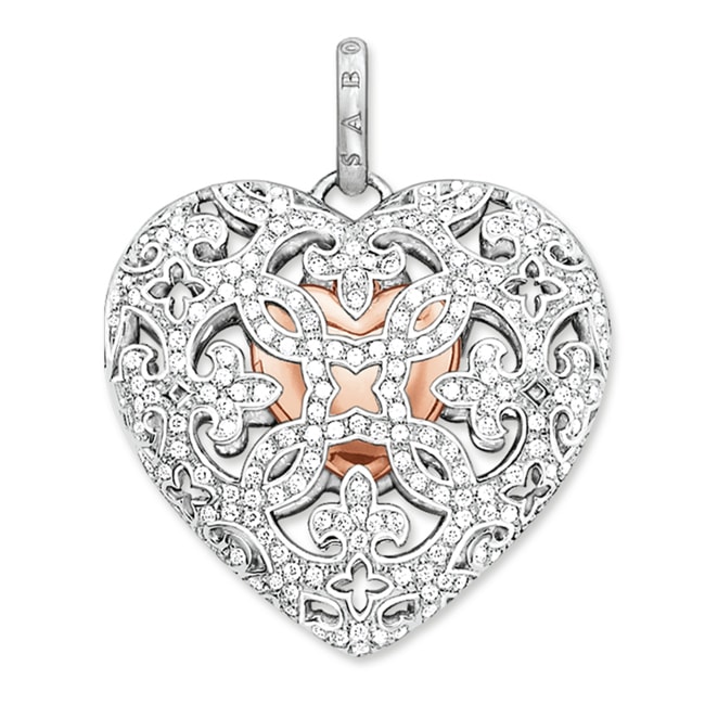 Thomas Sabo Sterling Silver Glam & Soul Anhänger Herz Medaillon Pavé - PE642-416-14