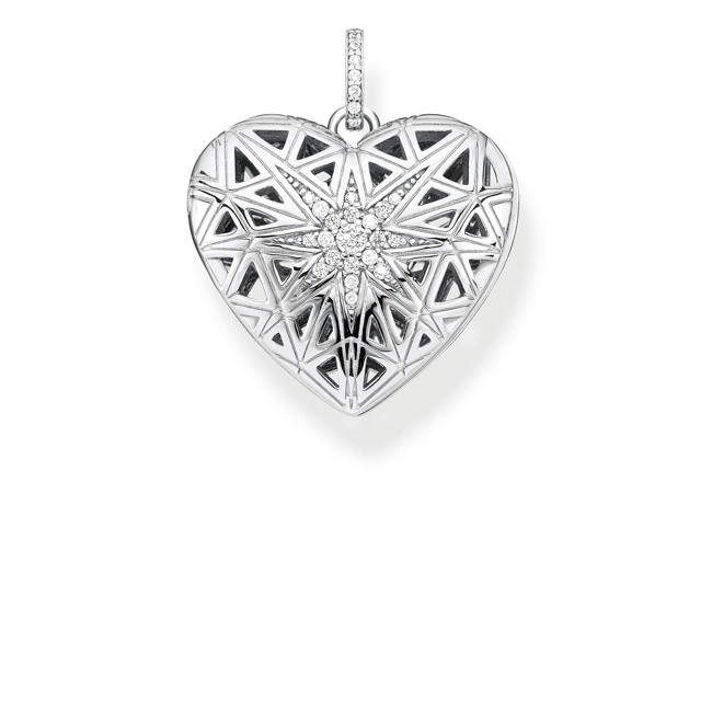 Thomas Sabo Sterling Silver Glam & Soul Anhänger Herz Medaillon Stern Silber - PE860-416-14