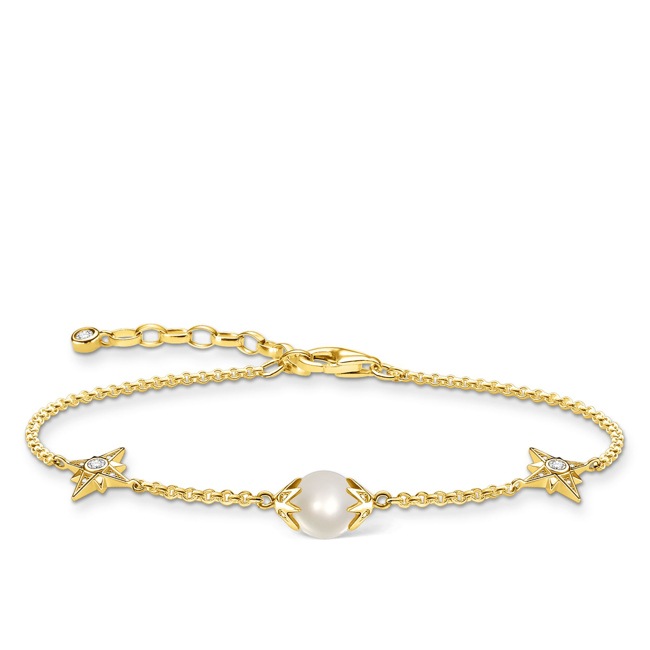 Thomas Sabo Sterling Silver Glam & Soul Armband Perle mit Sternen gold - A1978-445-14-L19V