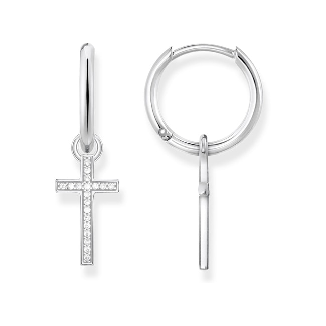 Thomas Sabo sterling silver glam & soul Creoles cross - CR622-051-14