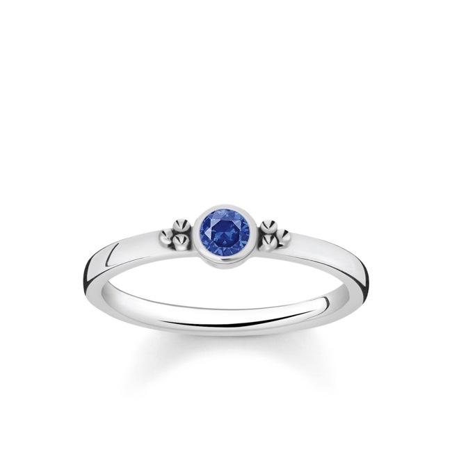 Thomas Sabo sterling silver glam & soul Ladies ring royalty dark bluestone - TR2154-638-32