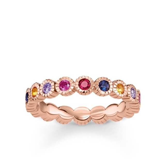 Thomas Sabo Sterling Silver Glam & Soul Bague pour Femmes Royalty Pierres Multicolores - TR2148-068-7