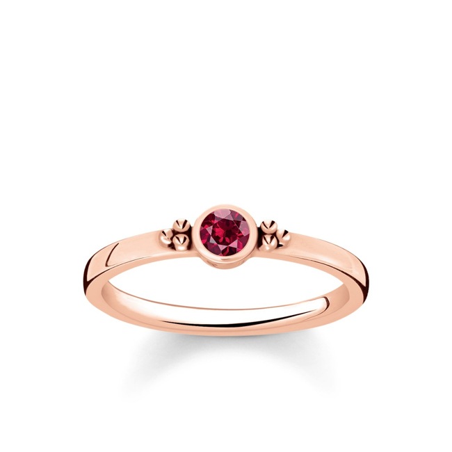 Thomas Sabo sterling silver glam & soul Ladies ring royalty red stone - TR2154-540-10