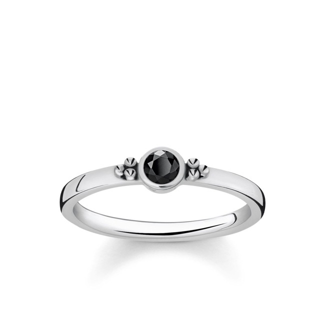 Thomas Sabo Sterling Silver Glam & Soul Damenring Royalty Schwarzer Stein - TR2154-643-11