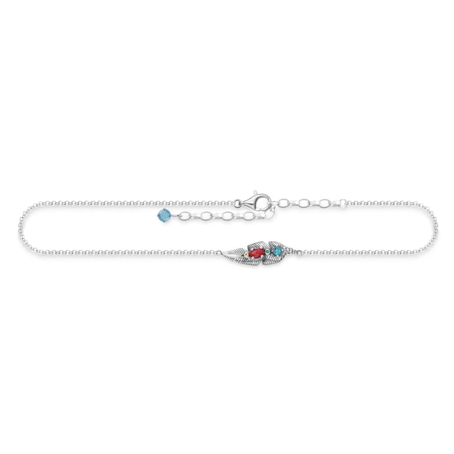 Thomas Sabo Sterling Silver Glam & Soul Chaîne de Cheville Plume Ethnique - AK0014-296-7-L27v