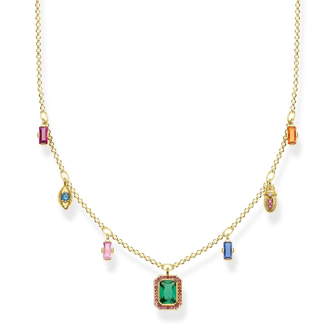 Thomas Sabo Sterling Silver Glam & Soul Chaîne Symboles Porte-Bonheur Colorés Or - KE1893-488-7-L45v