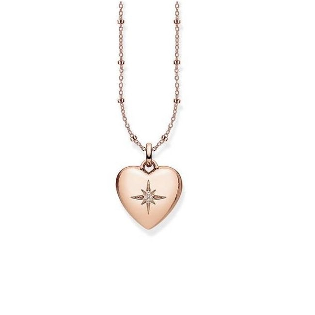 Thomas Sabo Sterling Silver Glam & Soul Kette Herzmedaillon rosé - D_KE0035-923-14-L45v