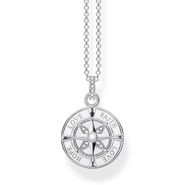 Thomas Sabo Sterling Silver Glam & Soul Kette Kompass Glaube Liebe Hoffnung - KE1849-051-14-L45v