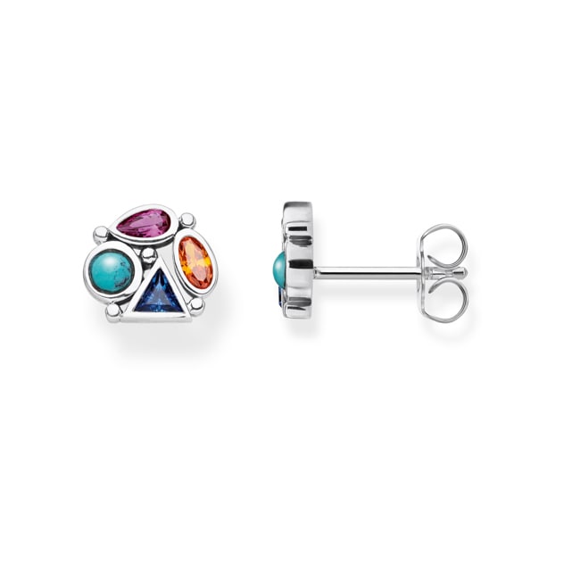 Thomas Sabo Sterling Silver Glam & Soul Clous d'oreilles Pierres Multicolores - H2034-320-7