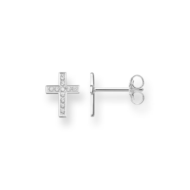 Thomas Sabo sterling silver glam & soul stud earrings cross Pavé - H1880-051-14
