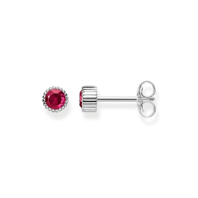 Thomas Sabo sterling silver glam & soul stud earrings royalty red stone - H1957-639-10