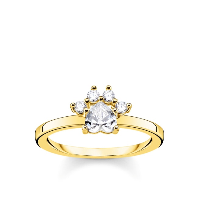 Thomas Sabo Sterling Silver Glam & Soul Ring Pfote Katze Gold - TR2289-414-14