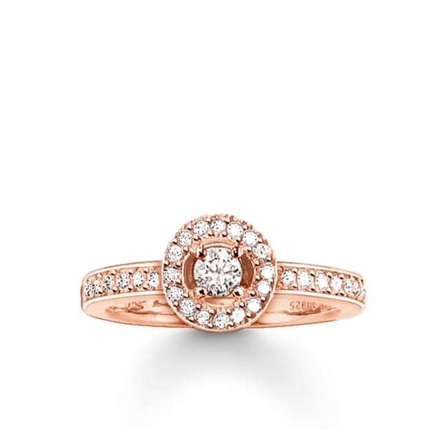 Thomas Sabo Anillo Solitario Para Mujer Signature Line Pavé Blanco