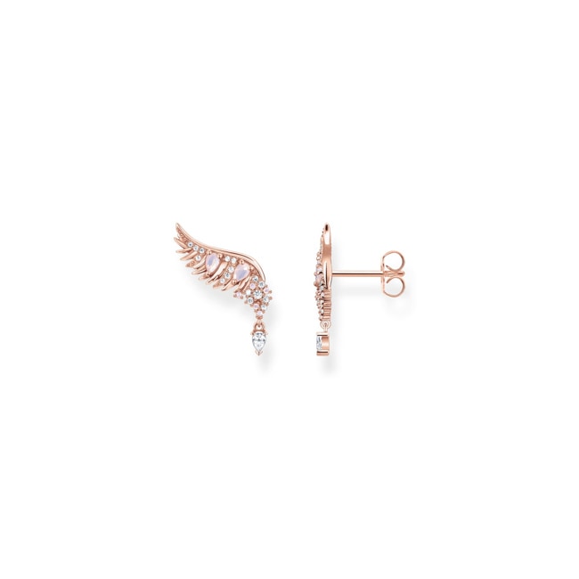 Thomas Sabo sterling silver Ear studs phoenix wing with pink stones rose gold - H2247-323-9