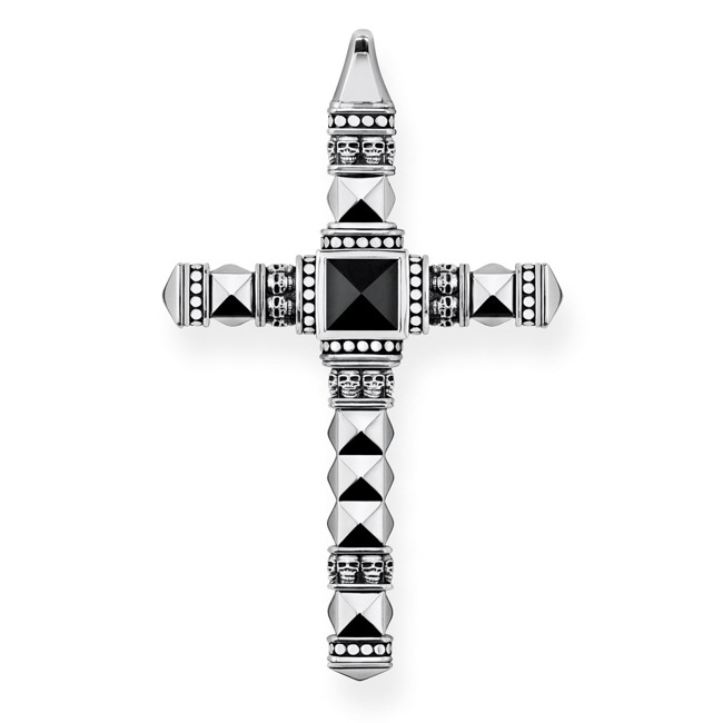 Thomas Sabo sterling silver rebel at heart pendant Ethnic cross black large - PE776-698-11