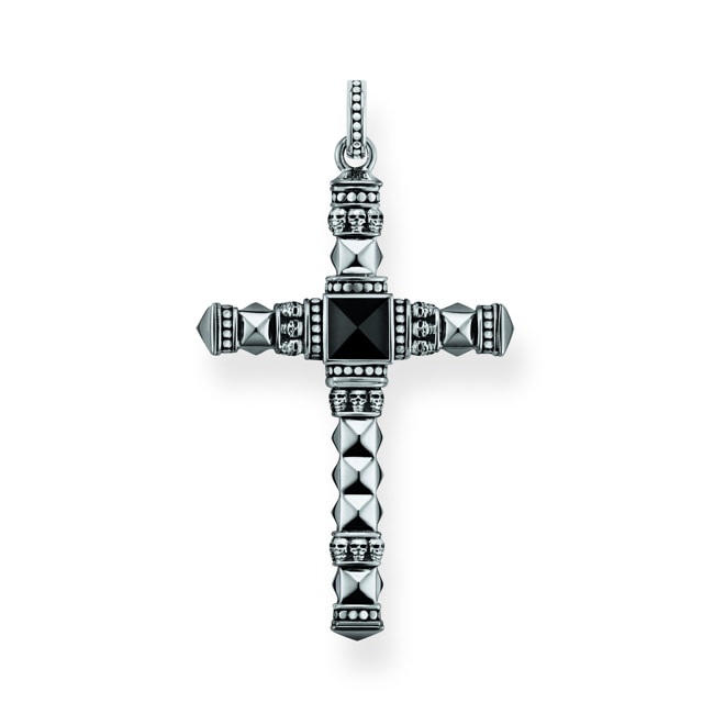 Thomas Sabo Sterling Silver Rebel at Heart Pendentif Croix Ethnique Moyenne Noir - PE775-698-11