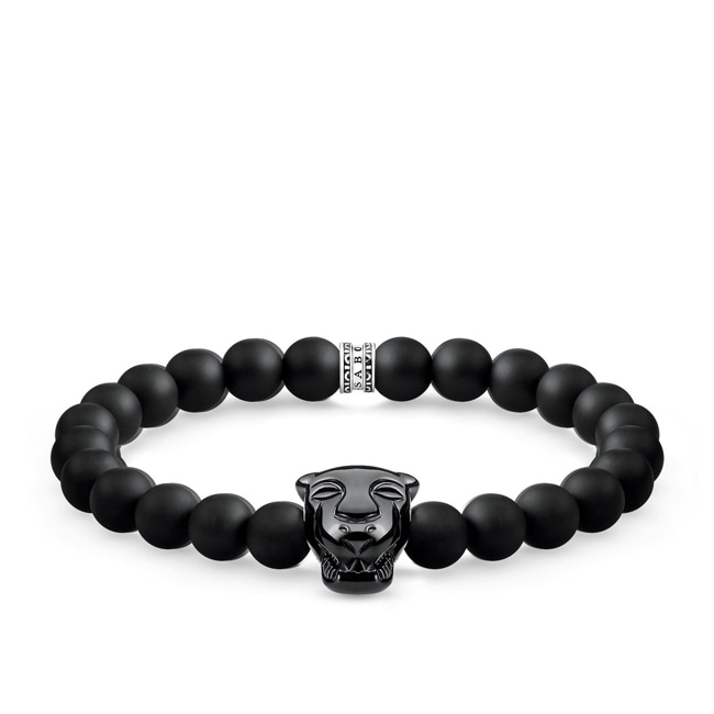 Thomas Sabo sterling silver rebel at heart bracelet black cat Onyx - A1777-916-11