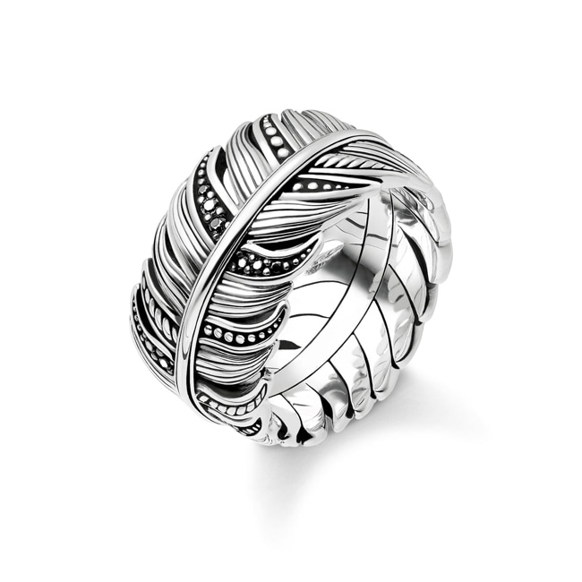 Thomas Sabo Sterling Silver Rebel at Heart Bague Plume Pavé - TR2159-643-11