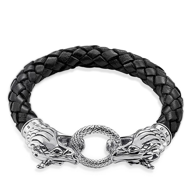 Thomas Sabo Sterling Silver Rebel at Heart Lederarmband Drache - LB34-135-11