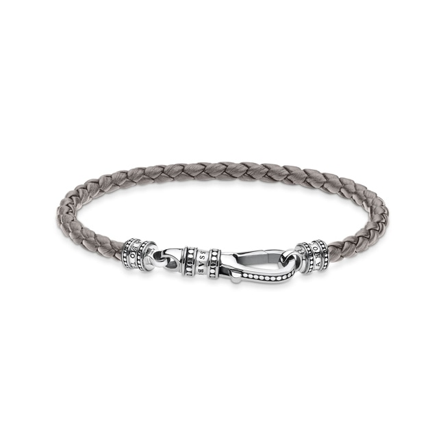 Thomas Sabo Sterling Silver Rebel at Heart Bracelet en cuir gris - A2012-682-5
