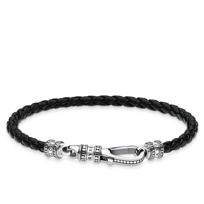 Thomas Sabo sterling silver rebel at heart leather bracelet Carabiner - A1931-682-11
