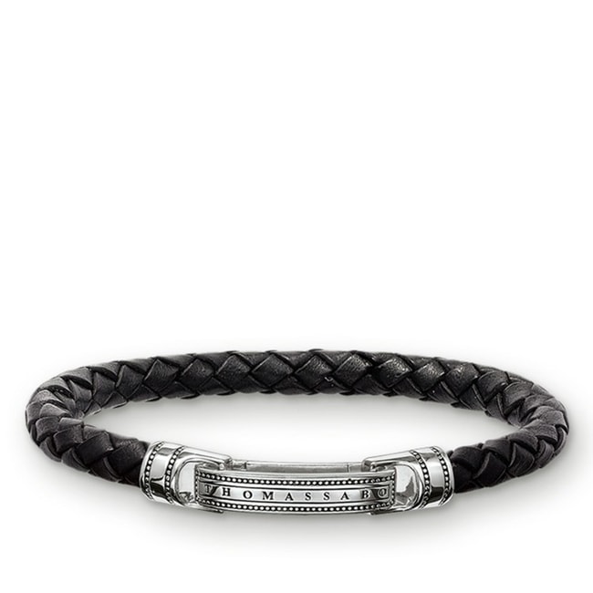 Thomas Sabo sterling silver rebel at heart leather bracelet black - LB40-008-11