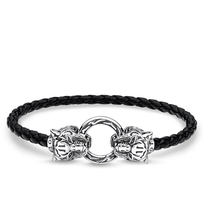 Thomas Sabo sterling silver rebel at heart leather bracelet Tiger - A1938-805-11