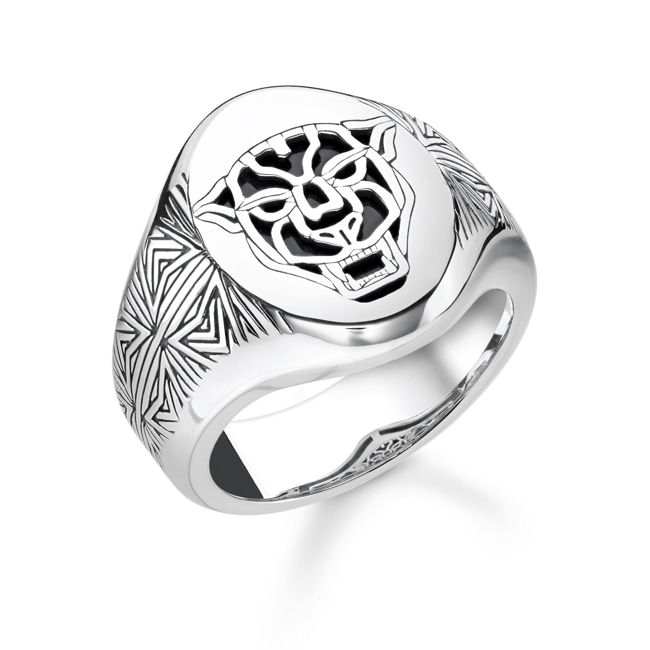 Thomas Sabo Sterling Silver Rebel at Heart Bague Black Cat - TR2273-698-11