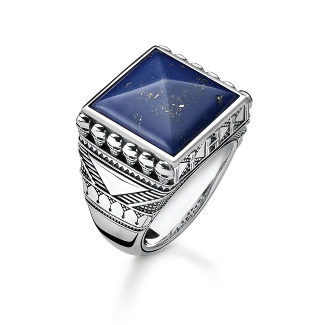 Thomas Sabo Sterling Silver Rebel at Heart Ring Ethno Totenköpfe blau - TR2206-531-1