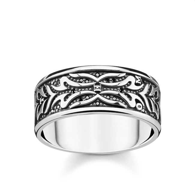 Thomas Sabo sterling silver rebel at heart Ring black tiger pattern - TR2291-643-11