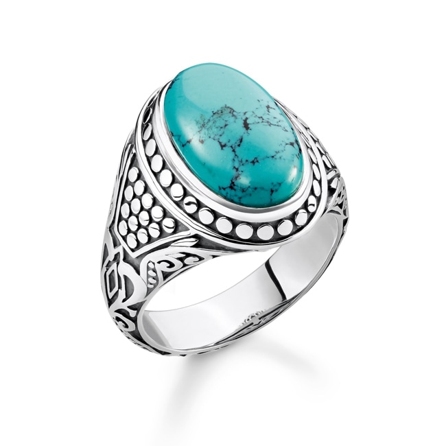 Thomas Sabo Sterling Silver Rebel at Heart Bague Turquoise Thomas Sabo Sterling Silver Rebel at Heart Bague Turquoise - TR2241-878-17
