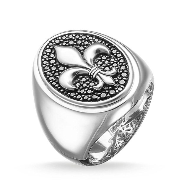 Thomas Sabo sterling silver rebel at heart signet ring bourbon lily - TR1803-051-11