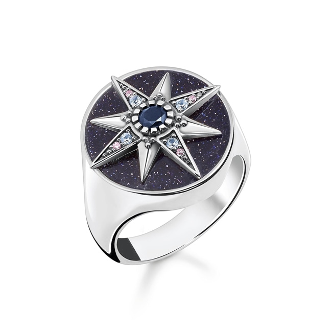 Thomas Sabo sterling silver Ring royalty star with stone silver - TR2367-945-7