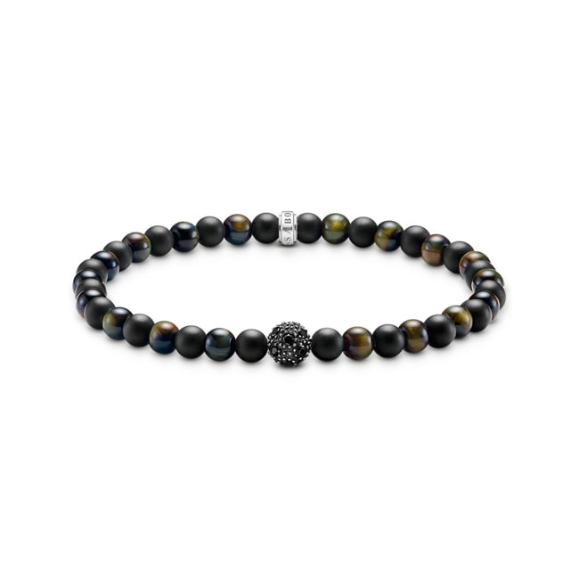 Thomas Sabo Talisman bracelet positive energy with obsidian and tiger eye beads - A2184-806-7