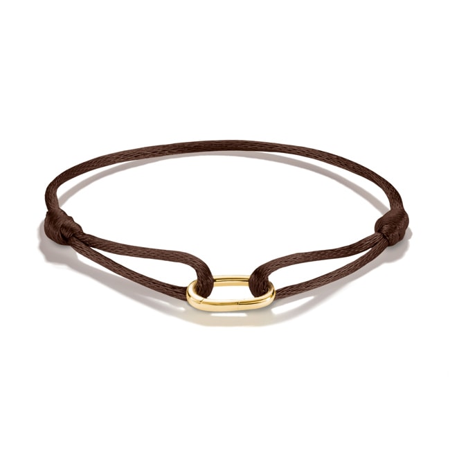 Thomas Sabo Gold Plated Textile Bracelet Brown Connect - C1210-S04-2-L24V