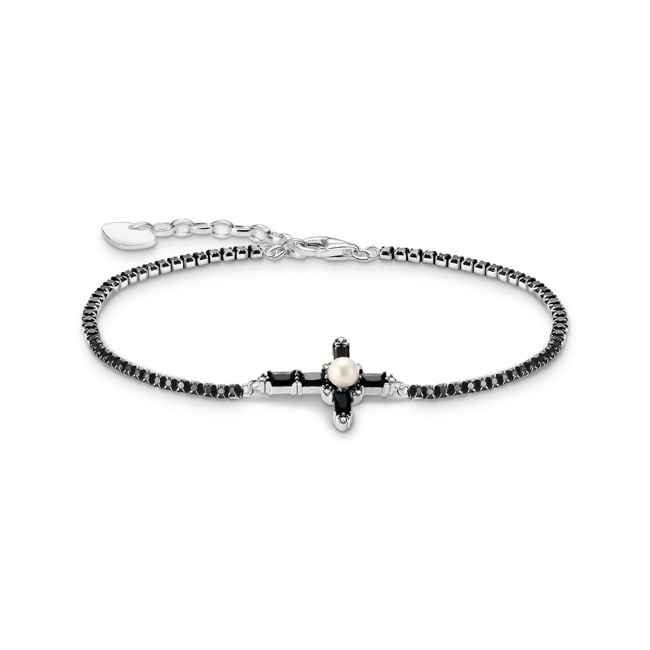 Thomas Sabo True Romance Bracelets avec pierres noires Croix Romance Argent - A2173-167-11-L19V