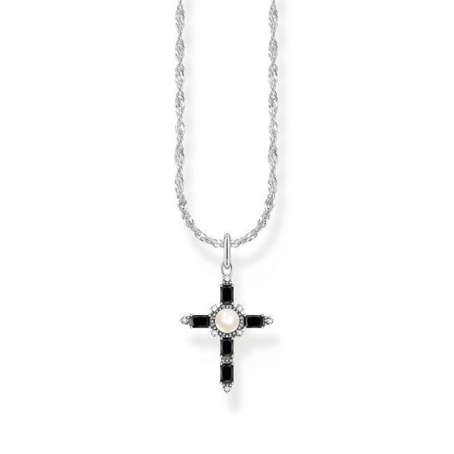 Thomas Sabo True Romance Chaîne avec pendentif croix noire Cross Romance en argent - KE2296-167-11-L45V
