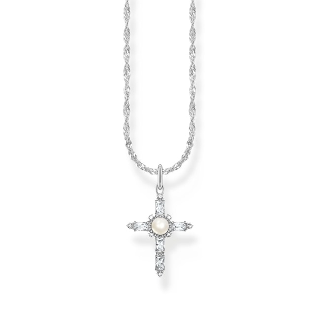 Thomas Sabo True Romance Chaîne avec pendentif croix blanche Cross Romance en argent - KE2296-167-14-L45V