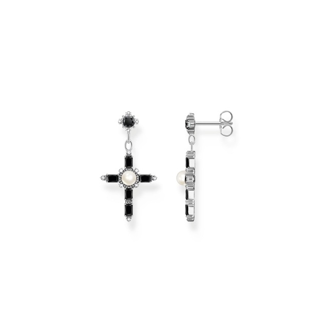 Thomas Sabo True Romance Boucles d'oreilles Cross Romance noir argent - H2312-167-11