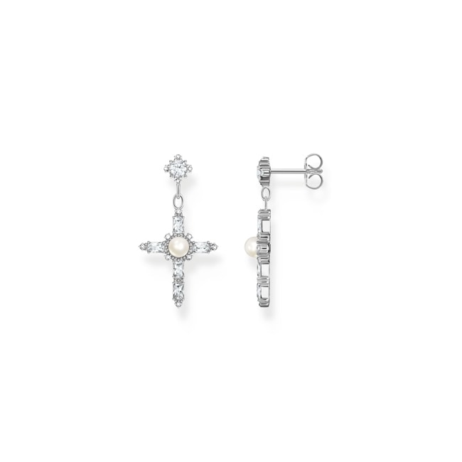 Thomas Sabo True Romance Boucles d'oreilles Cross Romance blanc argent - H2312-167-14