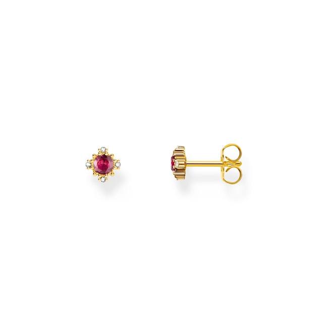 Thomas Sabo True Romance Clous d'oreilles Vintage avec pierre rouge dorée - H2311-995-10