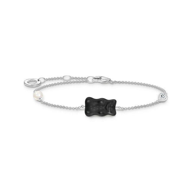 Thomas Sabo x HARIBO Armband mit schwarzem Goldbären, Perle und Stein Silber - A2151-052-11-L19V