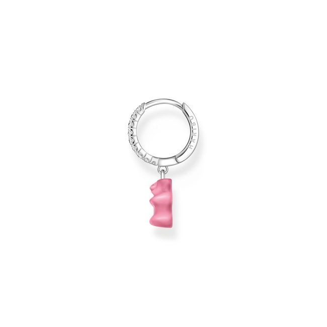 Thomas Sabo x HARIBO Einzel-Creole mit pinkem Goldbären-Anhänger und Steinen Silber Thomas Sabo x HARIBO Einzel-Creole mit pinkem Goldbären-Anhänger und Steinen Silber - CR726-052-9